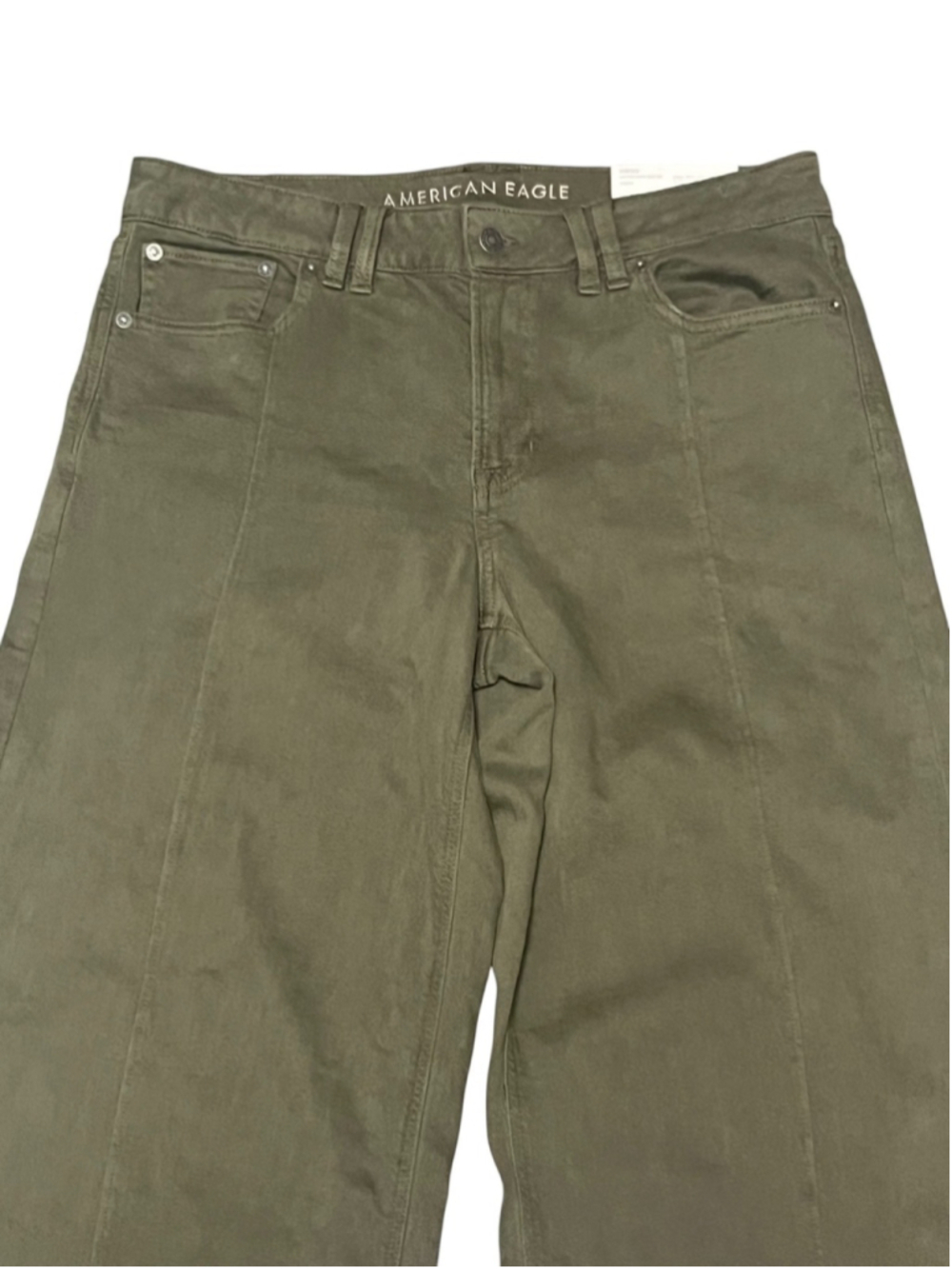American Eagle Olive Green Low Rise Baggy Wide Leg Pants Size 8 NWT - Picture 3 of 9